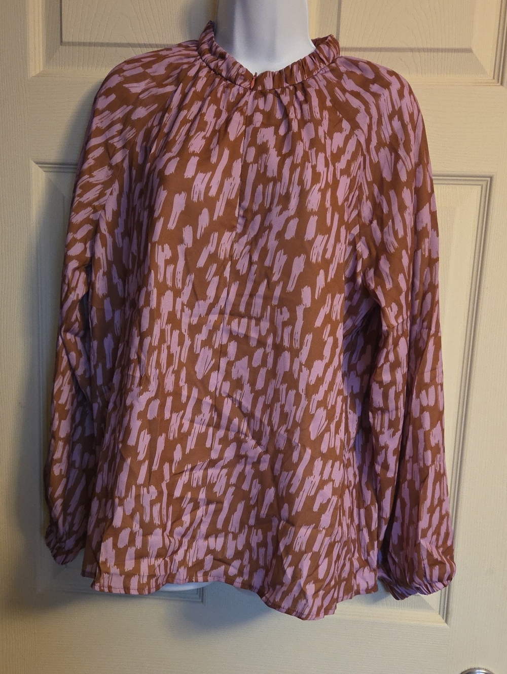 Jade Melody Tam Geometric Ikat Ruffle Blouse Size Large